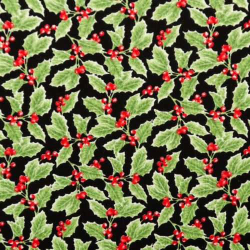 COTON HOLIDAY BOTANICAL PAR JANE SHASKY POUR HENRY GLASS - PACKED HOLLY LEAVES MULTI