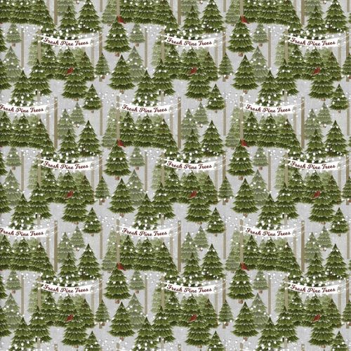 COTON HOME FOR THE HOLIDAYS PAR BETH ALBERT POUR 3 WISHES - CHRISTMAS TREES GRIS