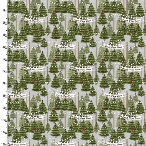 COTON HOME FOR THE HOLIDAYS PAR BETH ALBERT POUR 3 WISHES - CHRISTMAS TREES GRIS