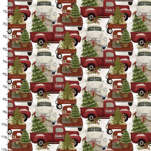 COTON HOME FOR THE HOLIDAYS PAR BETH ALBERT POUR 3 WISHES - CHRISTMAS TRUCKS MULTI