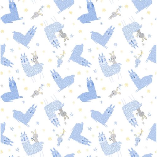 COTON BABY BUDDIES PAR TERRY RUNYAN POUR CONTEMPO STUDIO - LLAMAS BLEU