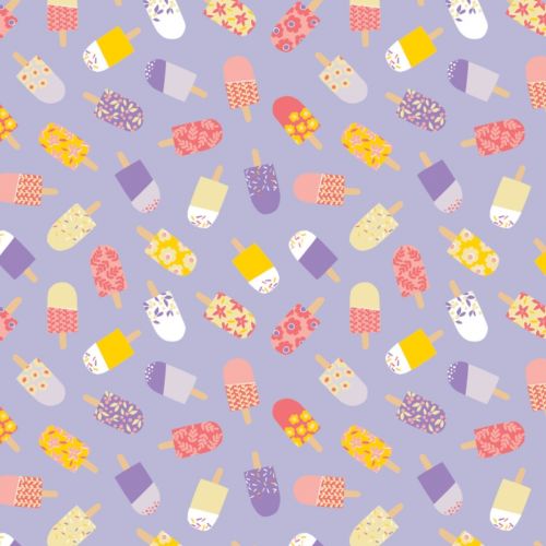 COTON ICE CREAM BLOSSOMS PAR ELIZABETH SILVER POUR CAMELOT - FLORAL ICE POP TOSS LILAS