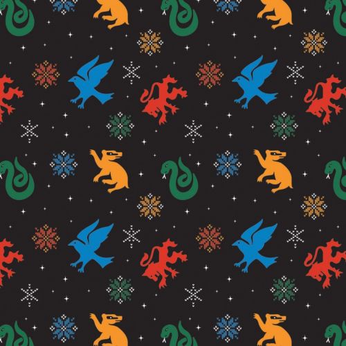 COTON CHARACTER WINTER HOLIDAY PAR CAMELOT - HP SNOWFLAKE HOUSES NOIR