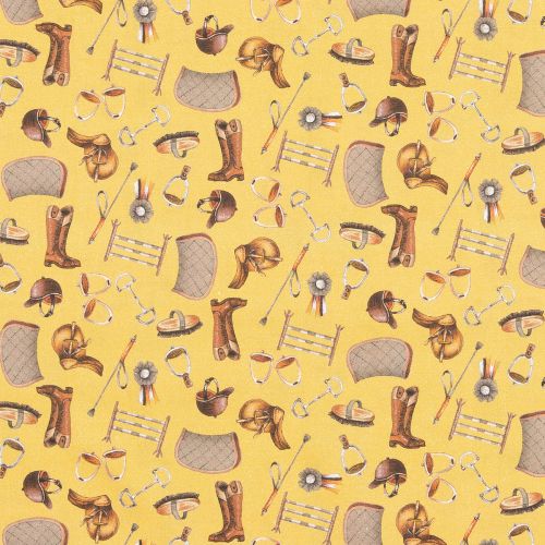 COTON TOILE PROVENCE PAR STOF - HORSE 2 MOUTARDE