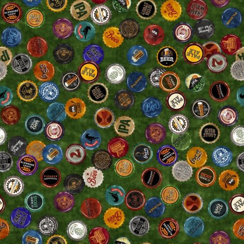 COTON ON TAP PAR INK & ARROW POUR DAN MORIS - BEER BOTTLE CAPS VERT/MULTI