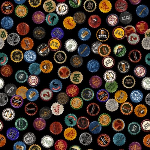 COTON ON TAP PAR INK & ARROW POUR DAN MORIS - BEER BOTTLE CAPS NOIR/MULTI