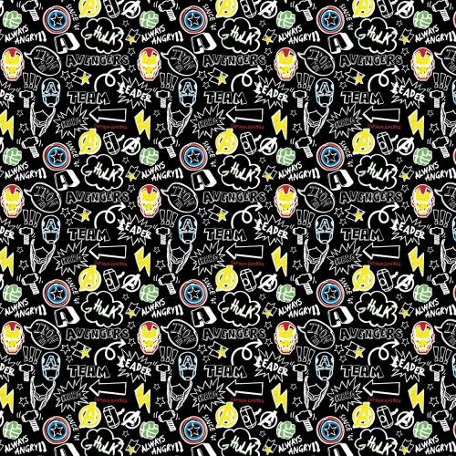 COTON MARVEL PAR CAMELOT - DOODLE ICONOGRAPHY NOIR
