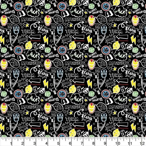 COTON MARVEL PAR CAMELOT - DOODLE ICONOGRAPHY NOIR