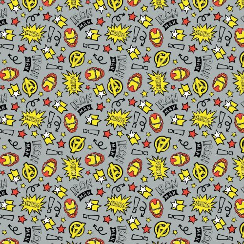 COTON MARVEL PAR CAMELOT - DOODLE IRON SUIT HELM GRIS