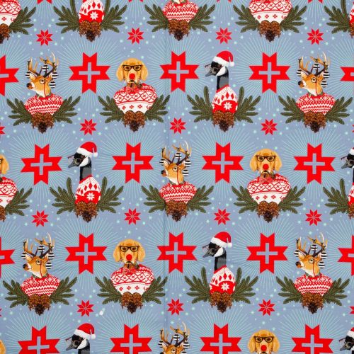 FLANNELETTE HOLIDAY HOMIES FLANNEL PAR TULA PINK POUR FREE SPIRIT - BUCK, BUCK, GOOSE ÉPINETTE BLEU