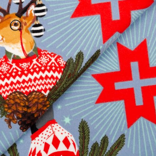 FLANNELETTE HOLIDAY HOMIES FLANNEL PAR TULA PINK POUR FREE SPIRIT - BUCK, BUCK, GOOSE ÉPINETTE BLEU