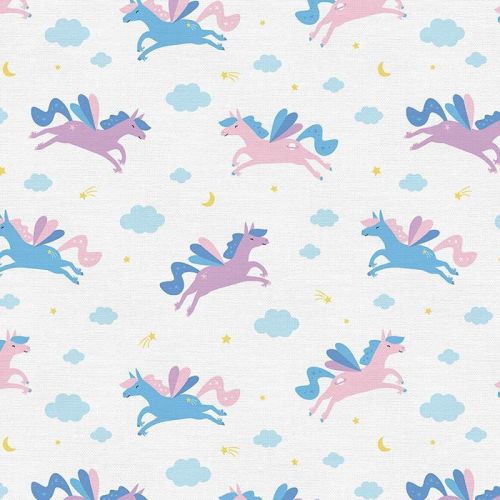 COTON YOU ARE MAGICAL PAR LIZ MYTINGER POUR PAINTBRUSH STUDIO - LICORNE ET NUAGES NATUREL