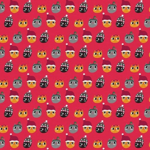 COTON CHRISTMAS SWEATER CATS PAR ALLISON COLE POUR PAINTBRUSH STUDIO - CHATS & CHAPEAUX ROUGE