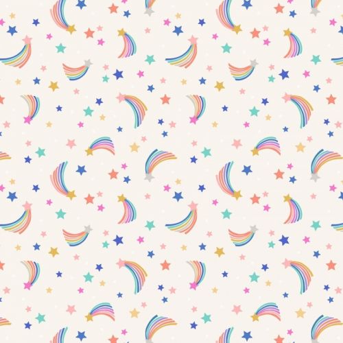 COTON OVER THE RAINBOW PAR LEWIS & IRENE - SHOOTING RAINBOW STARS CRÈME