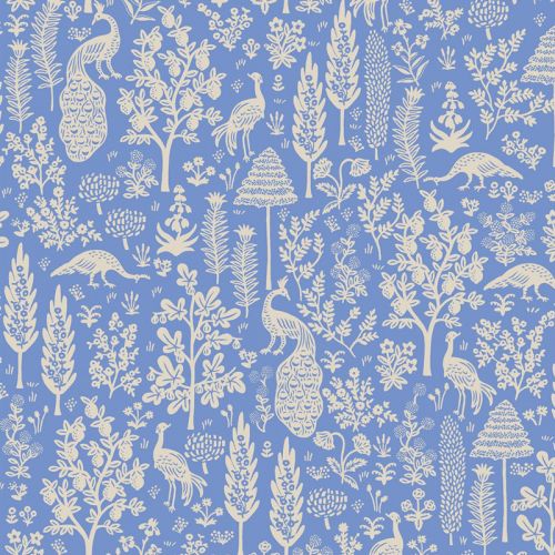COTON CAMONT PAR RIFLE PAPER CO POUR COTTON + STEEL - EXOTIC FOREST BLEU