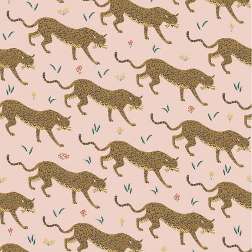 COTON CAMONT PAR RIFLE PAPER CO POUR COTTON + STEEL - WILD ANIMAL METALLIC - BLUSH MÉTALLIQUE
