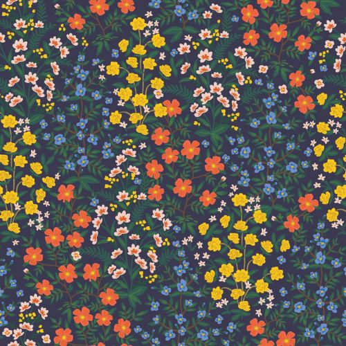 COTON CAMONT PAR RIFLE PAPER CO POUR COTTON + STEEL - FIELDS OF FLOWERS MARINE