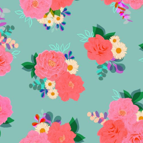 COTON SATINÉ 108 PO PAR MELODY MILLER POUR RUBY STAR SOCIETY - CAMELLIA OCÉAN