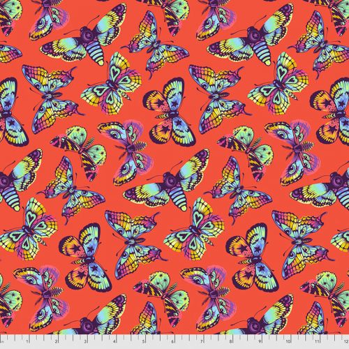 COTON DAYDREAMER PAR TULA PINK POUR FREE SPIRIT - BUTTERFLY KISSES PAPAYA