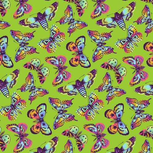 COTON DAYDREAMER PAR TULA PINK POUR FREE SPIRIT - BUTTERFLY KISSES AVOCADO