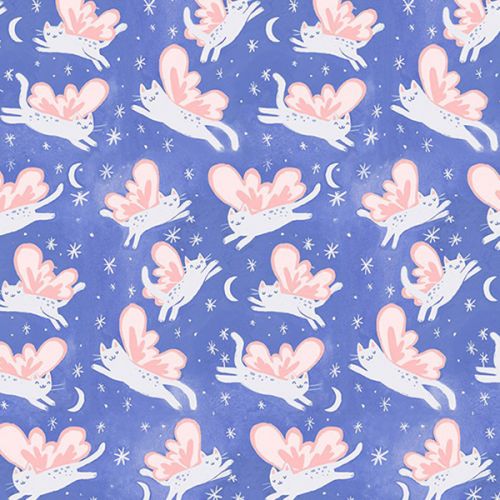 COTON FAIRY FOREST PAR CLARA JEAN POUR DEAR STELLA - KITTY FAIRIES MULTI