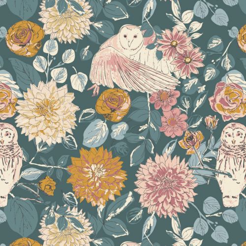 COTON WILLOW PAR SHARON HOLLAND POUR ART GALLERY FABRIC - OWL THINGS FLORAL 