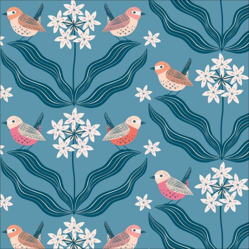 COTON TINY AND WILD PAR SUE GIBBINS POUR CLOUD9 - WRENS IN THE RAMSONS 