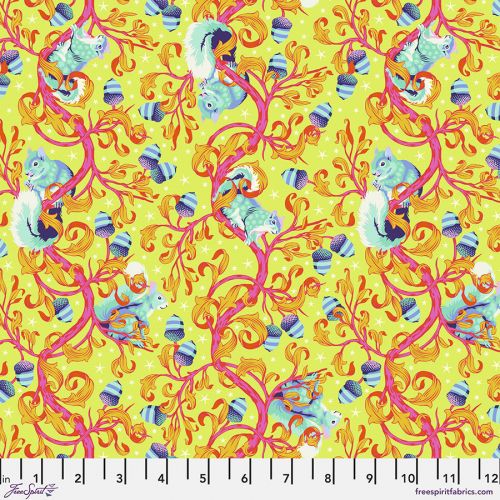 COTON TINY BEASTS PAR TULA PINK POUR FREE SPIRIT - OH NUTS GLOW
