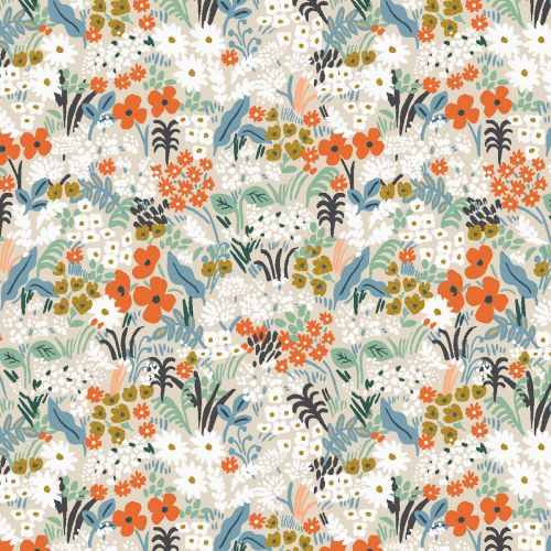 COTON BON VOYAGE PAR RIFLE PAPER CO. POUR COTTON+STEEL - MEADOW FLAX MULTI METALLIC