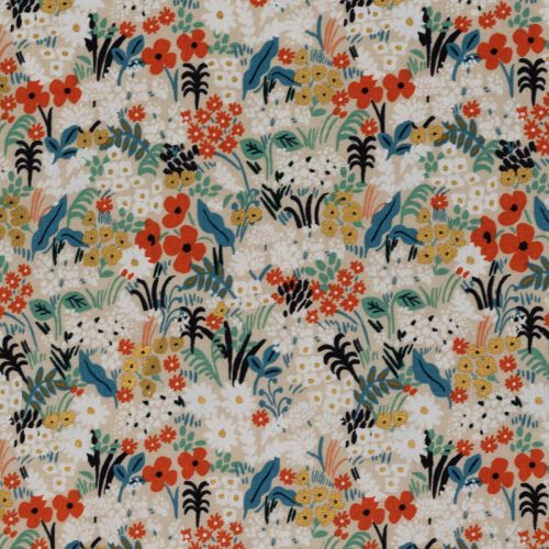 CANEVAS BON VOYAGE PAR RIFLE PAPER CO. POUR COTTON+STEEL - MEADOW FLAX MULTI UNBLEACHED