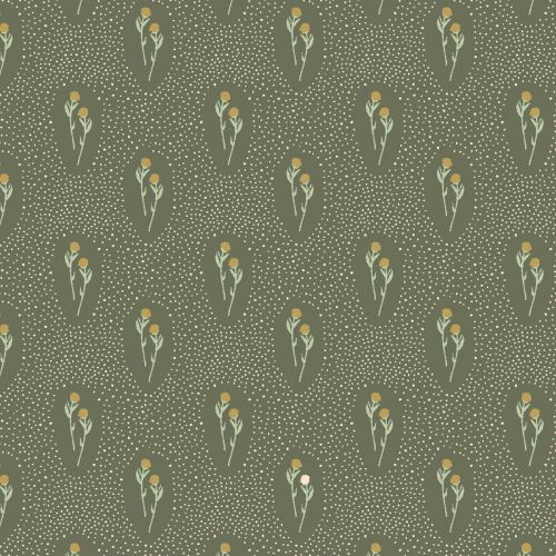 COTON SUMMER FOLK PAR LISSIE TEEHEE POUR COTTON+STEEL - FOLIAGE GREEN