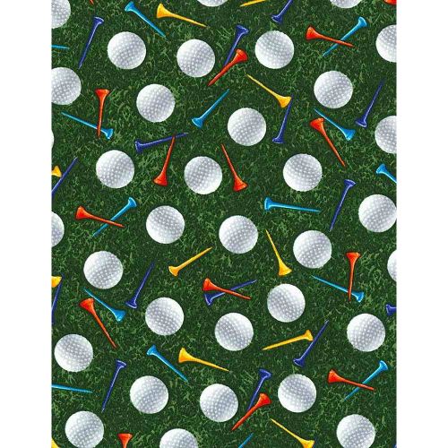 COTON PAR FOR GOLF PAR TIMELESS TREASURES - GOLF BALLS AND TEES ON GRASS VERT