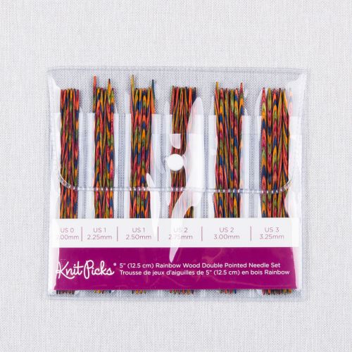 TROUSSE D'AIGUILLES DOUBLE POINTE EN BOIS RAINBOW 12CM ENS36