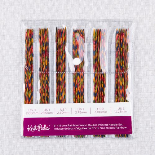 TROUSSE D'AIGUILLES DOUBLE POINTE EN BOIS RAINBOW 15CM ENS36