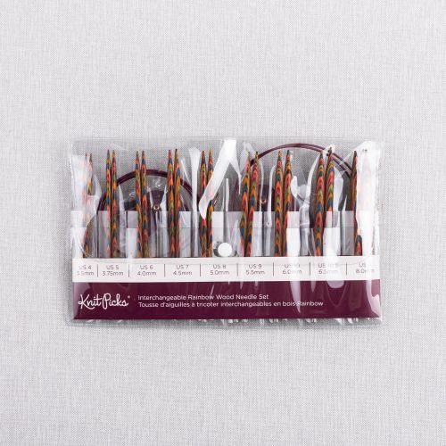 TROUSSE D'AIGUILLES CIRCULAIRES EN BOIS RAINBOW 12CM ENS8