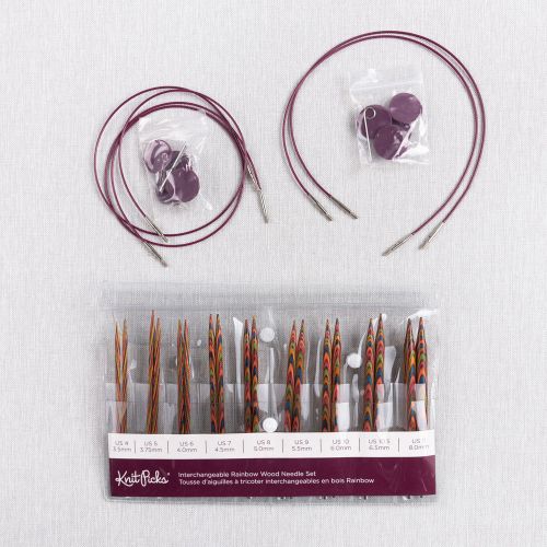 TROUSSE D'AIGUILLES CIRCULAIRES EN BOIS RAINBOW 12CM ENS8