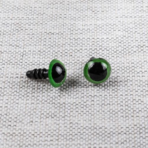 YEUX DE SÉCURITÉ POUR PELUCHE 9MM - VERT - ENSEMBLE DE 12