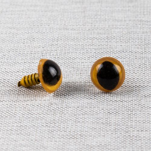 YEUX DE SÉCURITÉ CHAT POUR PELUCHE 12MM - JAUNE - ENSEMBLE DE 18