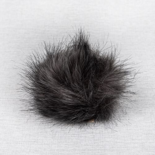 POMPON FAUSSE FOURRURE 12 CM - CHARBON