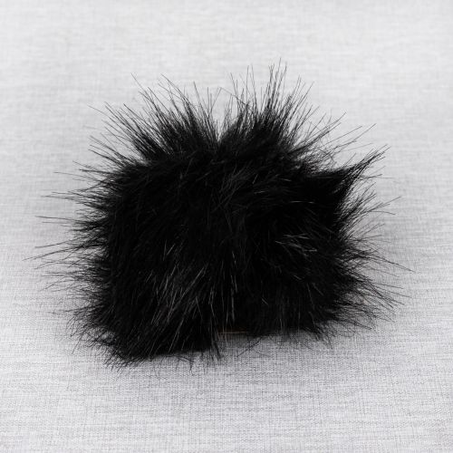 POMPON FAUSSE FOURRURE 12 CM - NOIR