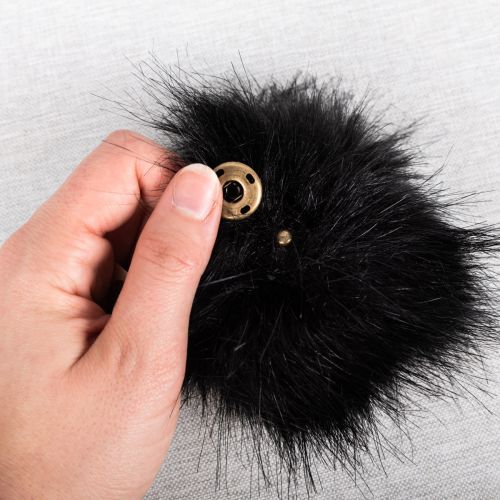 POMPON FAUSSE FOURRURE 12 CM - NOIR