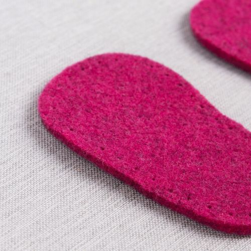 SEMELLES EN LAINE FEUTRÉE 116 MM / 2 À 6 MOIS BÉBÉ - FUCHSIA
