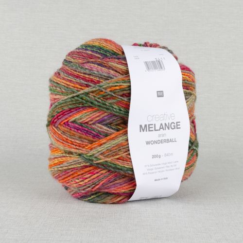 RICO YARNS CREATIVE MELANGE ARAN WONDER BALL - 004 RAINBOW MIX