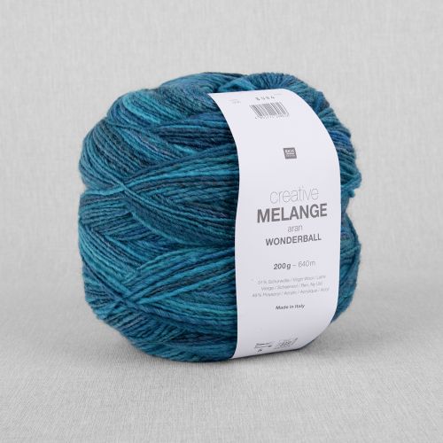 RICO YARNS CREATIVE MELANGE ARAN WONDER BALL - 006 AQUA MIX