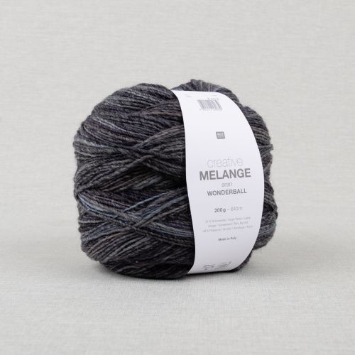 RICO YARNS CREATIVE MELANGE ARAN WONDER BALL - 008 GREY MIX