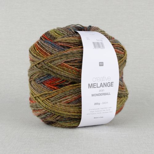 RICO YARNS CREATIVE MELANGE ARAN WONDER BALL - 013 RED BROWN MIX