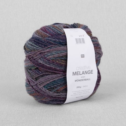 RICO YARNS CREATIVE MELANGE ARAN WONDER BALL - 016 PURPLE RUST MIX