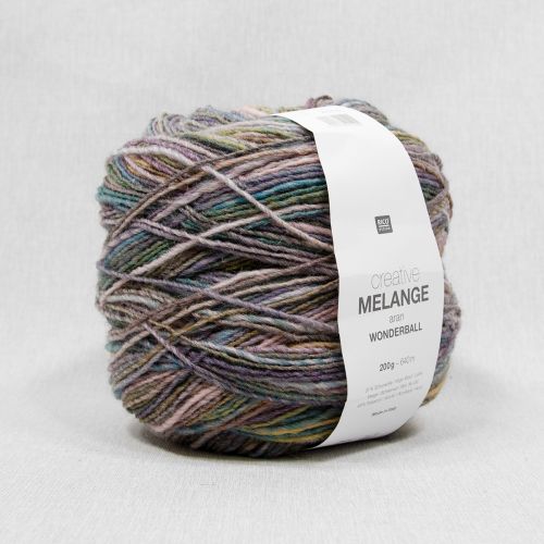 RICO YARNS CREATIVE MELANGE ARAN WONDER BALL - 017 TEAL YELLOW MIX