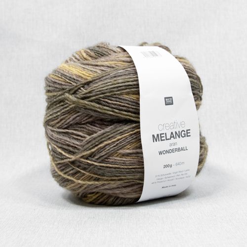 RICO YARNS CREATIVE MELANGE ARAN WONDER BALL - 020 BROWN GOLD MIX