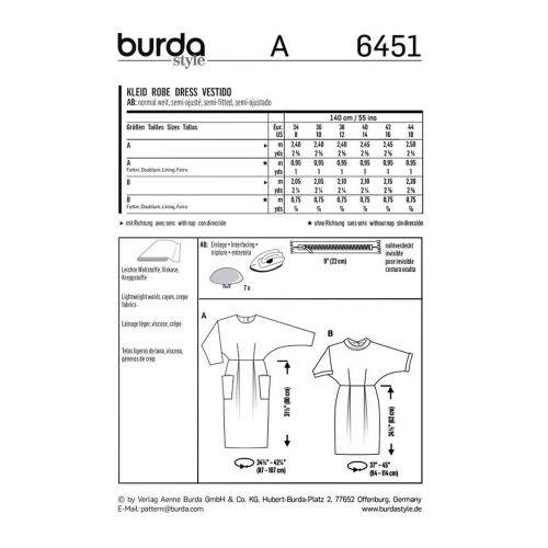 BURDA - 6451 ROBES POUR FEMMES